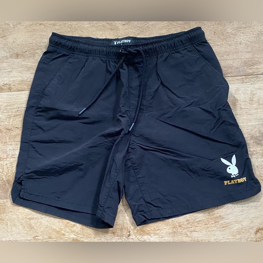 Playboy by PacSun Men’s‎ Sz S Black Nylon Swim Trunks